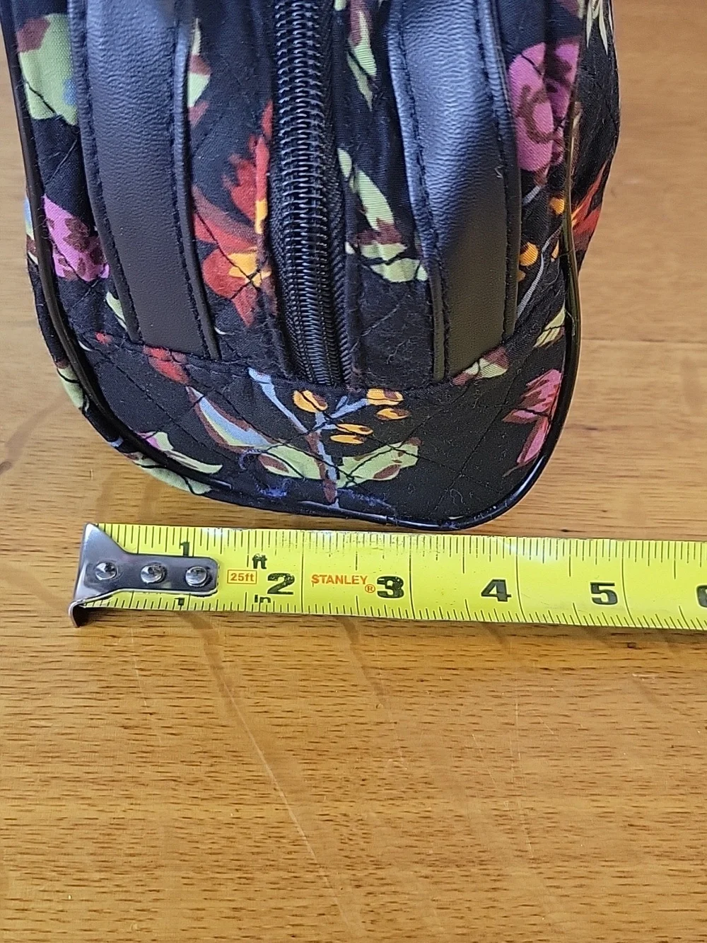 Cosmetic Black Floral Quilyed Travel Bags Lot of 3 Matching Set